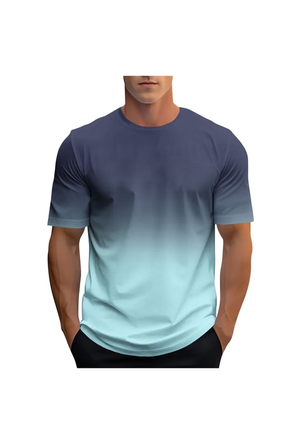 T-Shirts For Men Men's Tshirts Men Gradient Crew Neck Short Sleeve Summer Casual Tees Tops Mens T Shirt