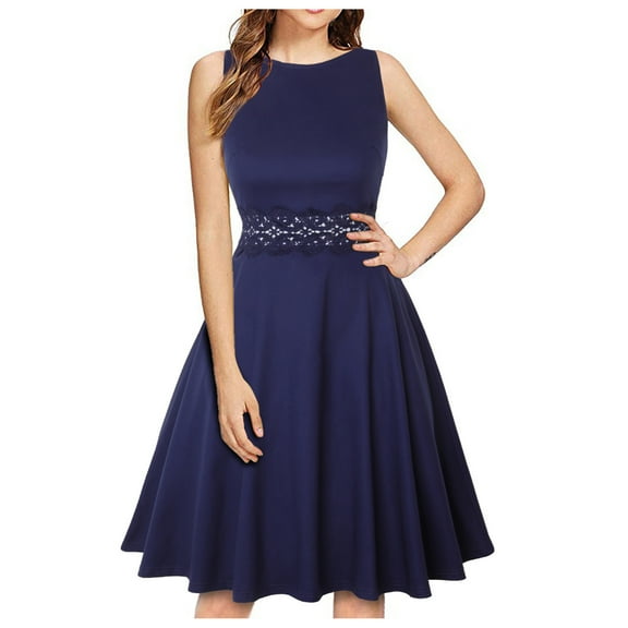 Aofany Tank Dress for Women Tummy Control Casual Sleeveless Lace Dress Elegant Flowy Party Dresses