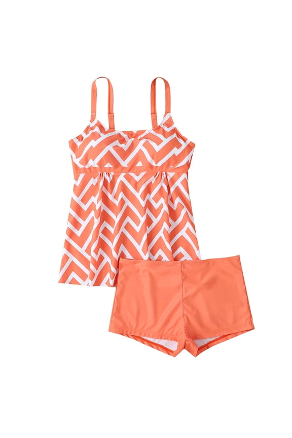 Tankini Swimsuit for Women Plus Size Tank Top with Shorts Two Piece Bathing Suits Print Swimming Suits