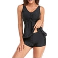 thumbnail image 1 of Aofany Tankini with Boy Shorts Swimsuits Set for Women Solid Bathing Suits Summer Two Piece Swimwear, 1 of 8