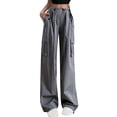 thumbnail image 1 of Aofany Teen Girls Cargo Pants With Pockets Parachute Pants For Women Y2K Baggy Drawstring Streetwear Trendy Pants, 1 of 3