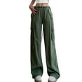 thumbnail image 1 of Aofany Teen Girls Cargo Pants With Pockets Parachute Pants For Women Y2K Baggy Drawstring Streetwear Trendy Pants, 1 of 3