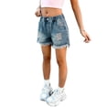 thumbnail image 1 of Aofany Teen Kids Girls Shorts Baggy Jeans Shorts Elastic High Waisted Straight Leg Denim Shorts Summer Short with Muti Pockets Streetwear, 5-15 Years, 1 of 7