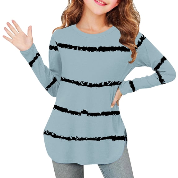 Aofany Toddler Baby Girl Basic Solid T Shirts Girls Spring Fall Clothes Kids Long Sleeve T Shirts Crewneck Tops, 3-12 Years