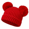 thumbnail image 1 of Aofany Toddler Baby Girls Boys Winter Hats with Double Poms, Soft Thick Warm Ribbed Chunky Cable Knit Hats Skull Caps, 1 of 3