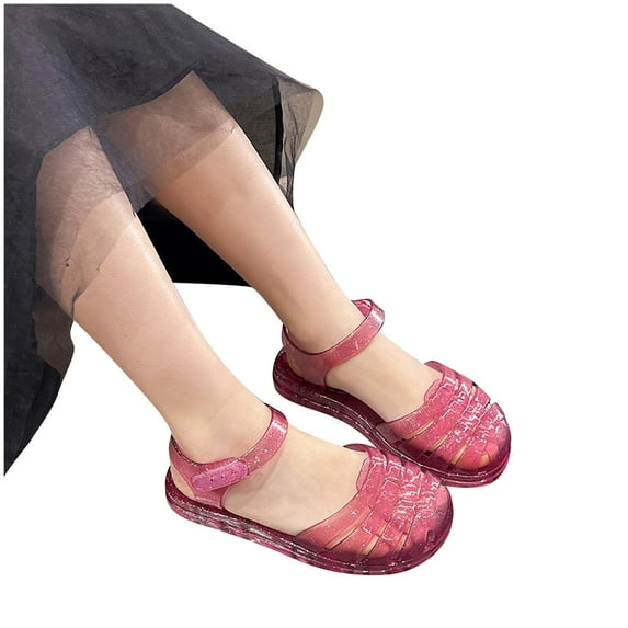 Aofany Toddler Shoes Baby Girls Cute Jelly Colors Hollow Out Non-slip Soft Sole Beach Roman Sandals