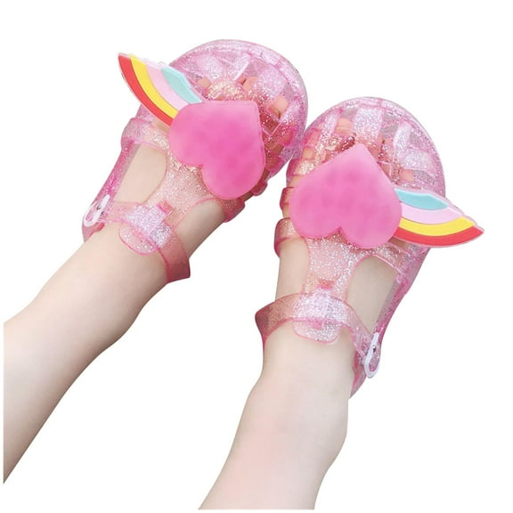 Aofany Toddler Shoes Baby Girls Cute Love Jelly Colors Hollow Out Non-slip Soft Sole Beach Roman Sandals