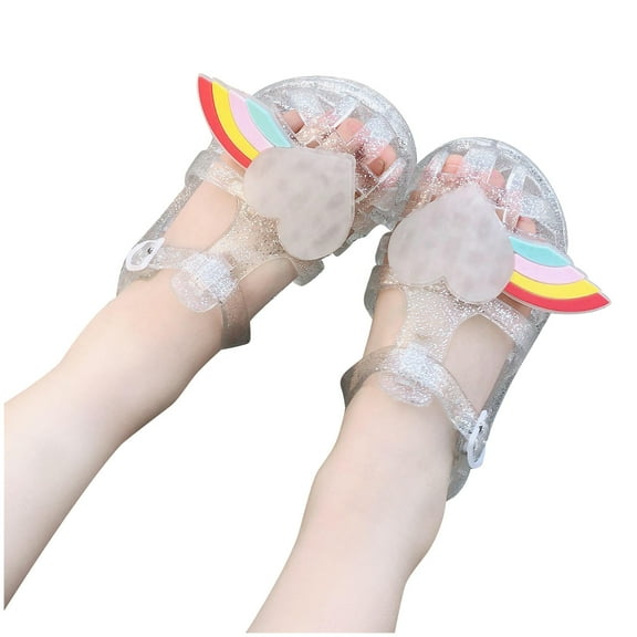 Aofany Toddler Shoes Baby Girls Cute Love Jelly Colors Hollow Out Non-slip Soft Sole Beach Roman Sandals