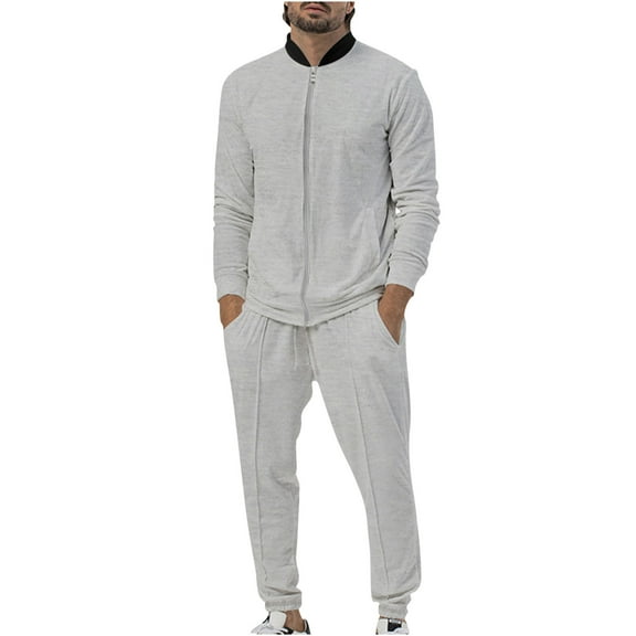 Aofany Tracksuit Mens 2 Piece Set Zipper Jacket with Drawtsring Jogger Sweatpants Sweatsuits Outfits Casual 2024 Fashion Lounge Set