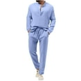 thumbnail image 1 of Aofany Tracksuits for Men Set Cotton Linen Casual Solid Jogger Sport Gym Pockets Sweatsuit Long Sleeve Henley Shirt and Sweatpant Set, 1 of 5