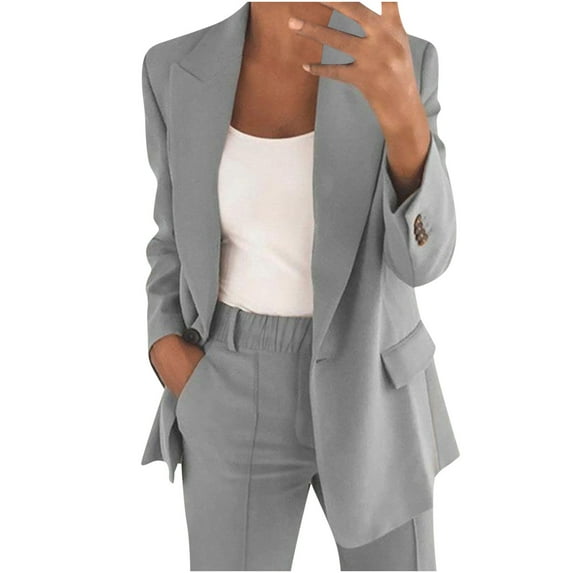 Aofany Two Piece Outfits Women,Women's Long Sleeve Solid Suit Pants Casual Elegant Business Suit Sets Two-piece Suit
