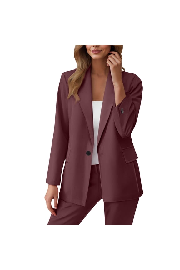 Two Piece Sets for Women Dressy Long Sleeve Button Blazer Jacket and Straight Leg Pants Suit Buisness Casual Outfits