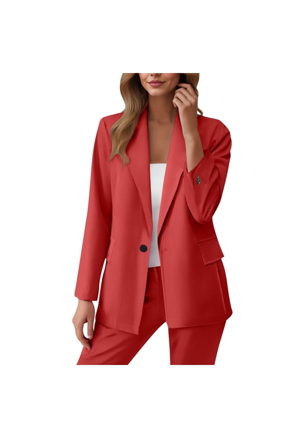 Two Piece Sets for Women Dressy Long Sleeve Button Blazer Jacket and Straight Leg Pants Suit Buisness Casual Outfits