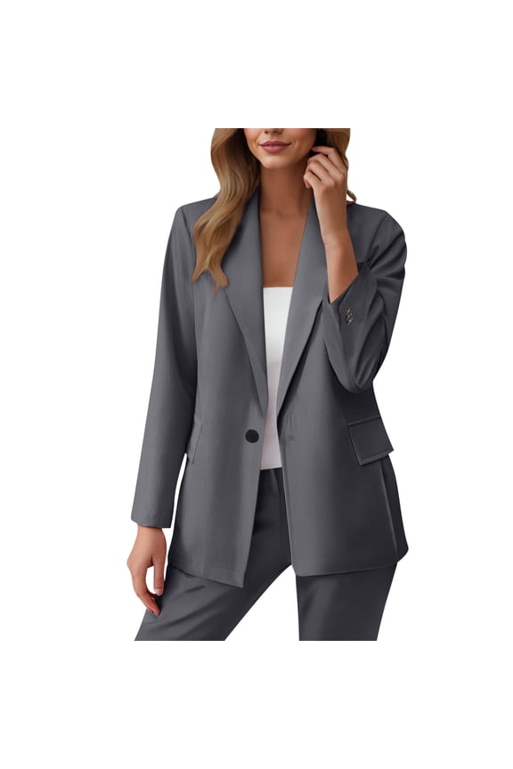 Two Piece Sets for Women Dressy Long Sleeve Button Blazer Jacket and Straight Leg Pants Suit Buisness Casual Outfits
