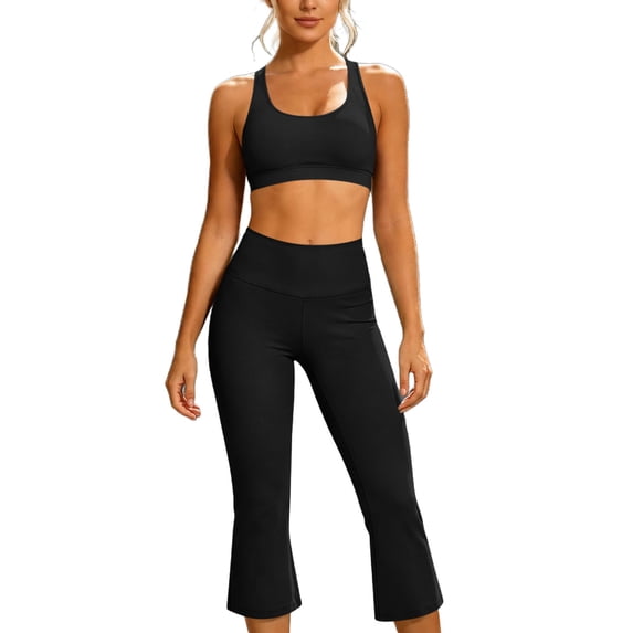 Aofany Two Piece Yoga Sets for Women Workout Outfits for Women 2 Piece Seamless Crop Tank High Waist Yoga Leggings Sets