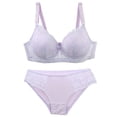 thumbnail image 1 of Aofany Underwear Sets for Women with Panties Lightly Summer Comfortable Matching Scallop Bra and Panty Set Underwire Bralettes Push Up T Shirt Bra and Panty, 1 of 8