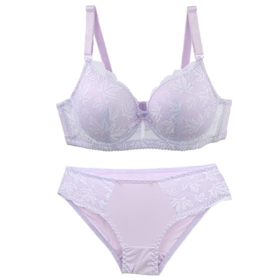Aofany Underwear Sets for Women with Panties Lightly Summer Comfortable Matching Scallop Bra and Panty Set Underwire Bralettes Push Up T Shirt Bra and Panty