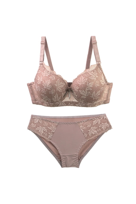 Underwear Sets for Women with Panties Lightly Summer Comfortable Matching Scallop Bra and Panty Set Underwire Bralettes Push Up T Shirt Bra and Panty