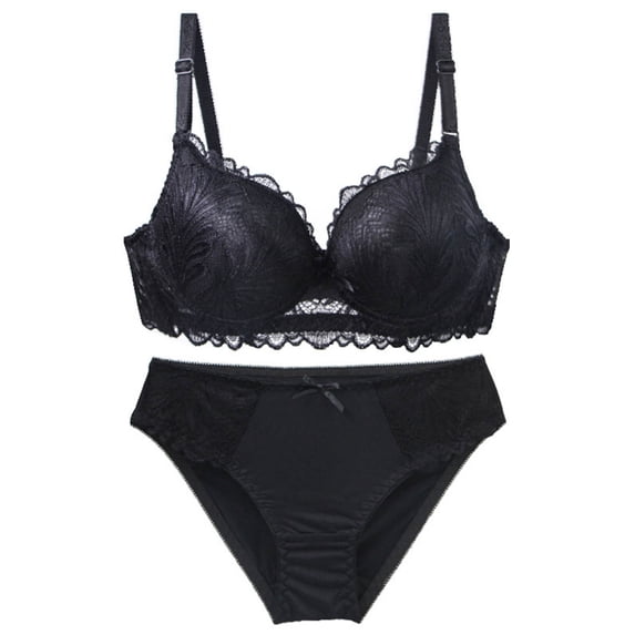 Aofany Underwear Sets for Women with Panties Lightly Summer Comfortable Matching Scallop Bra and Panty Set Underwire Bralettes Push Up T Shirt Bra and Panty