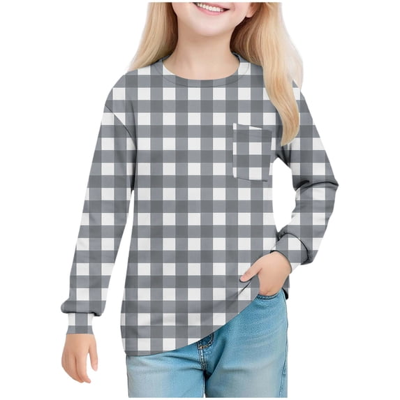 Aofany Unisex Kids Soft Long-Sleeve T-Shirts Solid Color Basic Tops Crewneck Tees Toddler Boys Girls Clothes