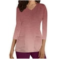 thumbnail image 1 of Aofany V-Neck Scrubs Tops for Women Soft Stretch Wrinkle-Resist Medical Nursing Uniform with 2 Pockets Comfortable Lightweight Working Uniform 3/4 Sleeve Gradient Blouse, 1 of 3
