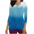 thumbnail image 1 of Aofany V-Neck Scrubs Tops for Women Soft Stretch Wrinkle-Resist Medical Nursing Uniform with 2 Pockets Comfortable Lightweight Working Uniform 3/4 Sleeve Gradient Blouse, 1 of 3
