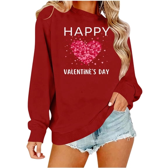 Aofany Valentines Day Classic Sweatshirts for Womens Letter Heart Graphic Pullover Tops Long Sleeve Shirts
