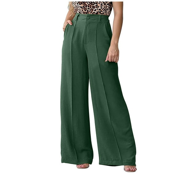 Aofany Wide Leg Pants for Women Stretchy Straight Leg Comfy Classic High Waisted Long Bootcut Pant Slacks Work Office Pants