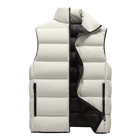 Aofany Winter Coat Men Winter Stand Collar Pure Color Waistcoat Vest Jacket Top Coat Mens Plus Size Winter Coats