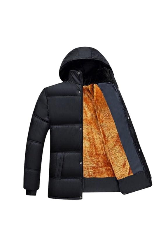Winter Coats For Men,Men's Fashion Casual Autumn And Winter Solid Color Thick Hooded Jacket