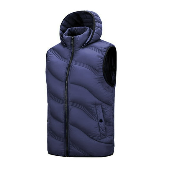 Aofany Winter Vest for Men with Hood Thermal Thick Cotton Quilted Jackets Plus Size Patchwork Sleeveless Outerwear with Pockets