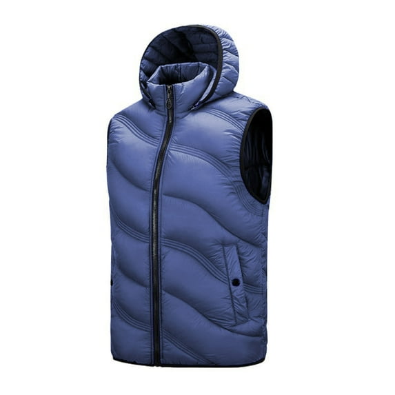 Aofany Winter Vest for Men with Hood Thermal Thick Cotton Quilted Jackets Plus Size Patchwork Sleeveless Outerwear with Pockets