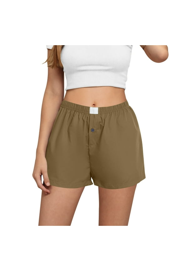 Woman Shorts 2026 Women's Shorts Cute Soft Elastic Waist Plaid Print Button Front Pajama Bottoms Boxer Shorts Sleepwear Casual Short Pants for Women