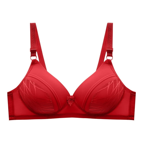 Aofany Woman's Embroidered Glossy Bra Push Up No Rims Adjustable Bras Comfortable Breathable Underwear