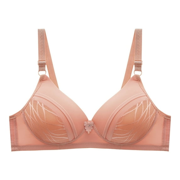 Aofany Woman's Embroidered Glossy Bra Push Up No Rims Adjustable Bras Comfortable Breathable Underwear