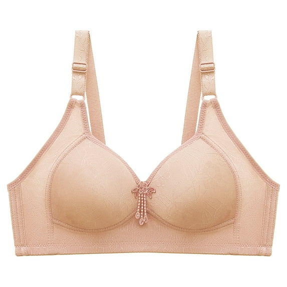 Aofany Woman's Fashion Plus Size Underwear Wire Free Comfortable Push Up Bra Embroidered Glossy Everyday Bras