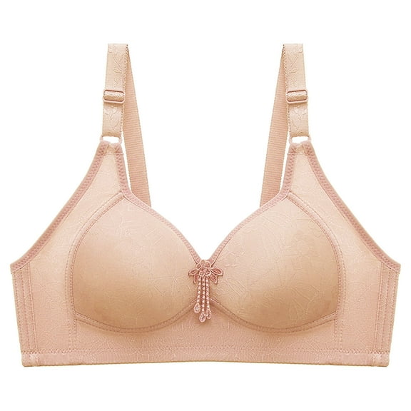 Aofany Woman's Fashion Plus Size Underwear Wire Free Comfortable Push Up Bra Embroidered Glossy Everyday Bras