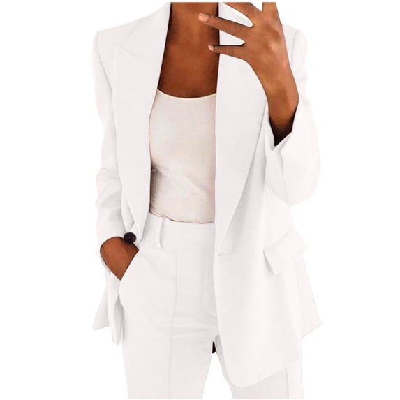 Aofany Women Blazer Sets Business Casual 2 Piece Outfits Dressy Coat with Straight Pants Suit Set on Clearance