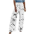 thumbnail image 1 of Aofany Women Fashion High Waist Wide Leg Pants Elastic Waist Loose Comfy Casual Pants Pockets Pants, 1 of 1
