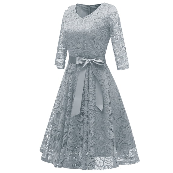 Aofany Women Floral Lace Short Bridesmaid Dress Vintage Elegant Cocktail Party Dress