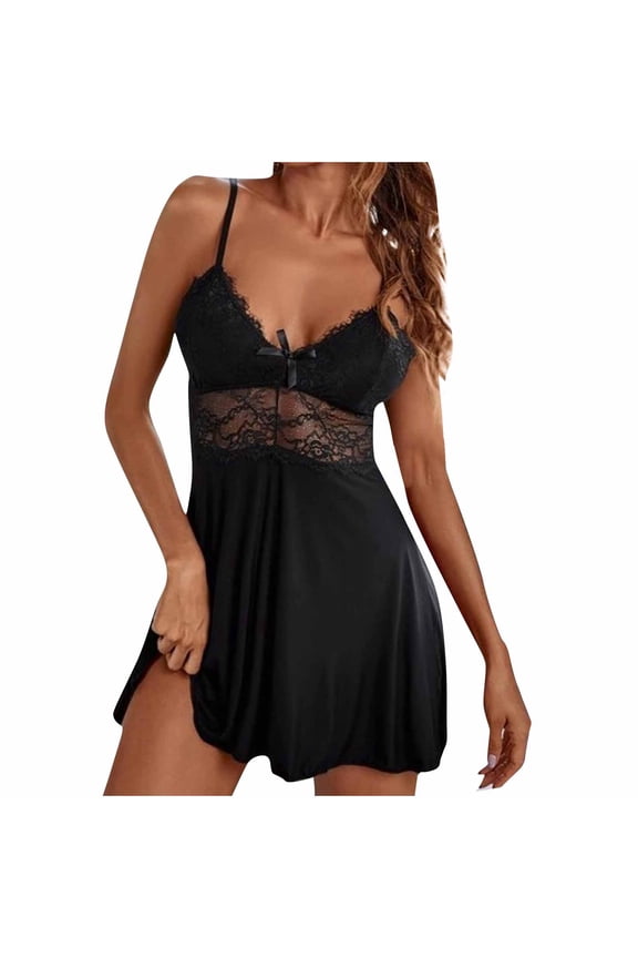 Women Lingerie Women Lace Chemise Nightgown Sleepwear V Neck Full Lingerie Sleep Dress Plus Size