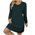 thumbnail image 1 of Aofany Women Long Sleeve Dress Casual Crewneck T Shirt Dress Solid Color/Tie-dye Plus Size Dresses for Women, 1 of 6