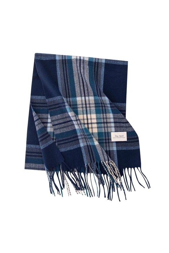 Women Men Green Christmas Plaid Scarves Classic Warm Soft Scarf with Fringes