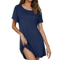 thumbnail image 1 of Aofany Women Nightgowns Soft Short Sleeve Crewneck Nightshirts Comfy Pajama T Shirt Dress Lounge Sleepwears, 1 of 7