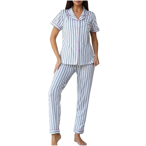 Aofany Women Pajamas Set Short Sleeve Sleepwear Button Down Nightwear Soft Lounge Sets