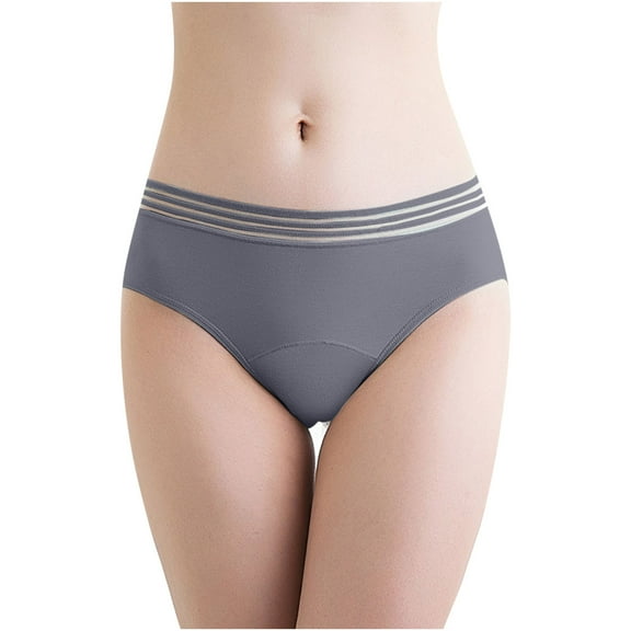 Aofany Women Plus Size Comfortable Breathalbe Panties Leak Proof Menstrual Period Underwear Solid Color Everyday Briefs