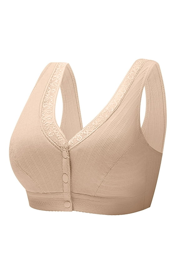 Women Plus Size Daily Bras Wire Free Front Open Buckle Vest Top Underwears Bras