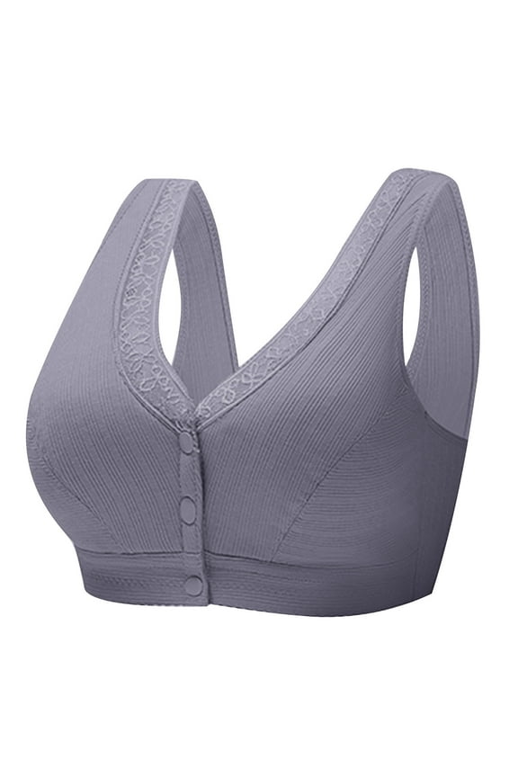 Women Plus Size Daily Bras Wire Free Front Open Buckle Vest Top Underwears Bras