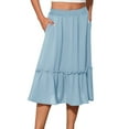 thumbnail image 1 of Aofany Women Plus Size Long Midi Skirts Elastic High Waist A Line Ruffle Swing Beach Midi Skirt, 1 of 8