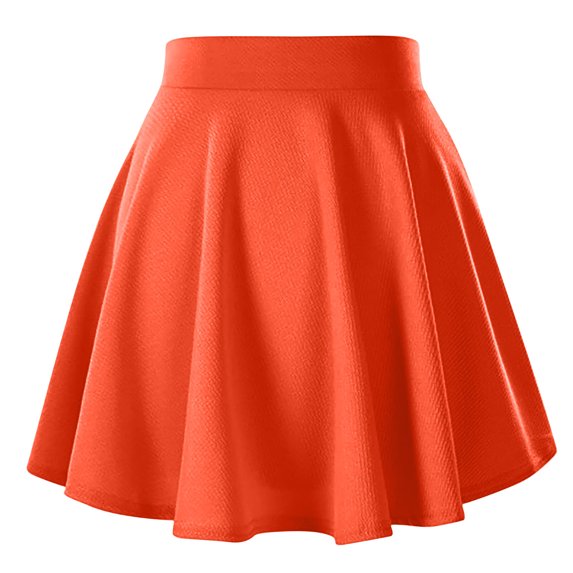 Women Plus Size Pleated Skirt Casual Fashion Solid Color Mini Skirt High Waist Knitting Cotton Short Skirt